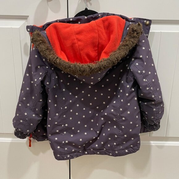 Girls Boden Coat Kids Size 6-7 Purple with Stars & Matching Gloves - Picture 11 of 16
